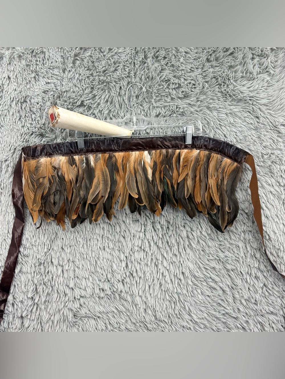 Halloween Costume Feather Fringe Trim Head Wrap Smudge Stick Native American